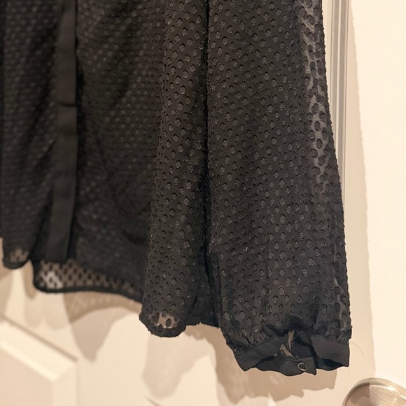 Mango Black Textured Sheer Blouse – Long Sleeve, Elegant & Lightweight - Picture 7 of 7